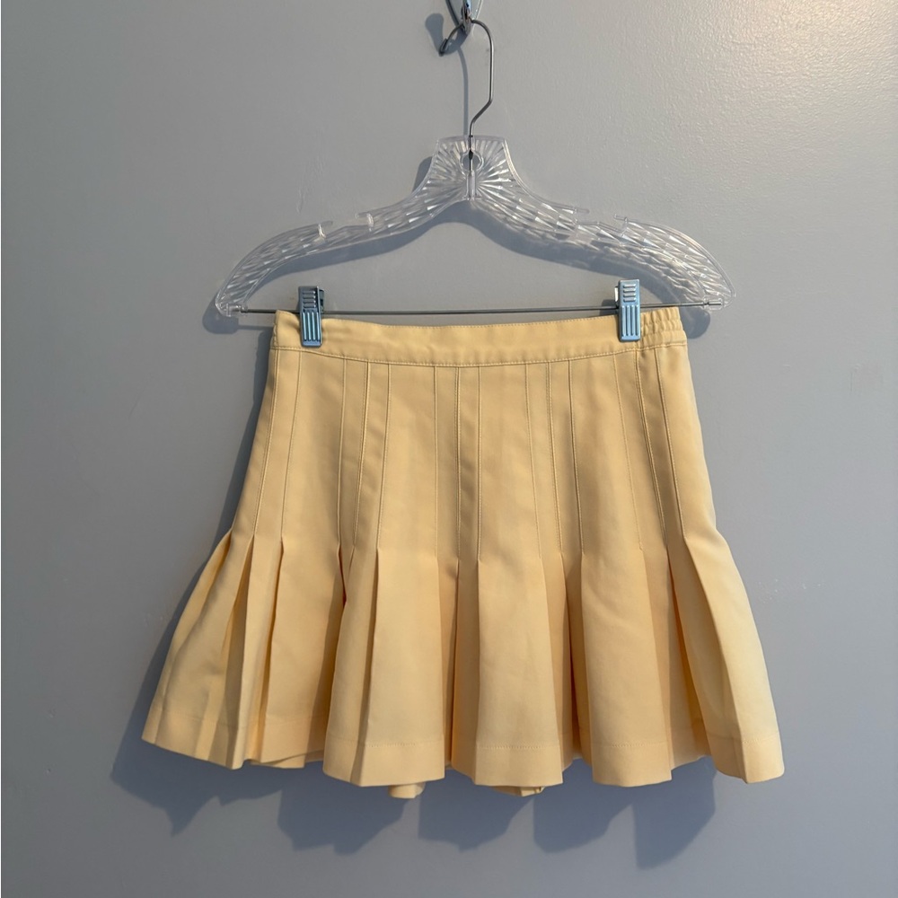 Vintage Lizsport Women Size 2 Butter Yellow Pleated Tennis Skirt Mini 26" Waist - Picture 3 of 16